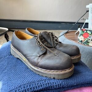 Dr. Martens Men’s 13 England Dark Brown Leather 4-Eye Derby Shoes